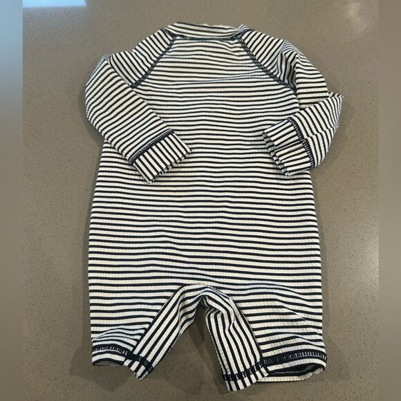 Cotton On Baby Rashgaurd Swimsuit Navy Blue and White Stripes 6-12 months - Picture 4 of 5